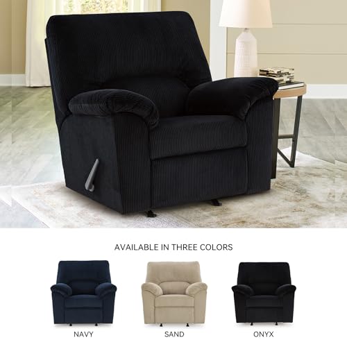 Signature Design by Ashley SimpleJoy Casual Rocker Recliner with Pillow-Top Armrest, Black