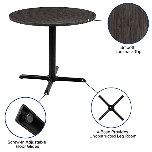 Flash Furniture Chapman 36" Round Multipurpose Conference Table, Business Meeting Table for Office and Conference Rooms, Rustic Gray Flash Furniture