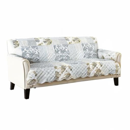 Patchwork Scalloped Printed Furniture Protector Stain Resistant Sofa Cover (Sofa, Grey) Great Bay Home