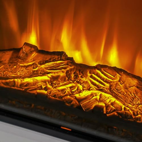 HOMCOM 27" Electric Fireplace with Mantel Surround, 1400W Replaceable Fireplace Insert Heater with Realistic Log and Flame Effect, Remote Control, Freestanding Fireplace Heater for Living Room, White HOMCOM