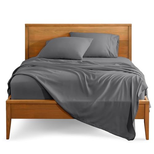 Bare Home Queen Sheet Set - 1800 Ultra-Soft Microfiber Queen Bed Sheets - Double Brushed - Deep Pockets - Easy Fit - 4 Piece Set - Bedding Sheets & Pillowcases (Queen, Grey) Bare Home