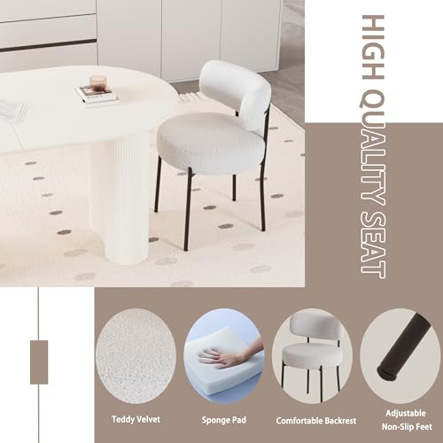 Hilknen Modern Cream Dining Table Set for 4, 5 Piece Dining Table and Chairs Set, 63" White Oval Dining Table with 4 Modern Chairs, Kitchen Table and Chairs Set for 4-6 Person Ideal for Dining Room Hilknen