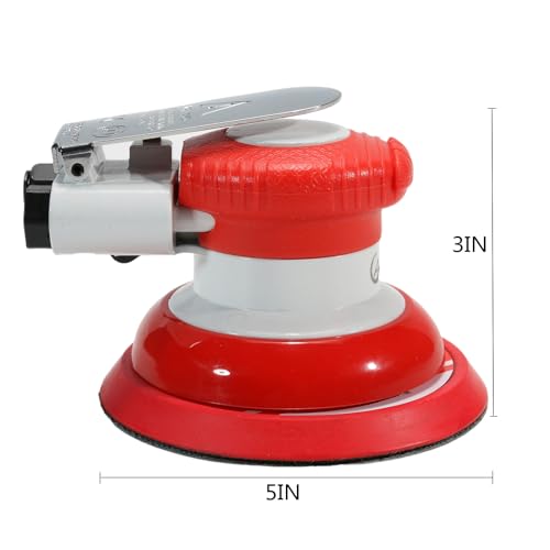 Air Random Orbital Sander, 5inch Dual-Action Sander with PSA and Hook & Loop Backing Pads, Pneumatic Palm Sander for Auto body,Metal,Woodworking Asabocai