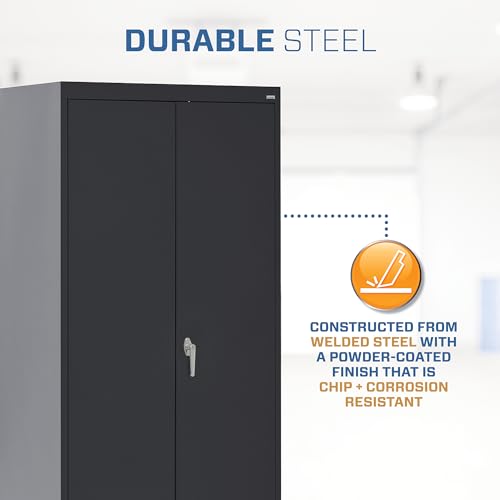 Sandusky Lee CA41361872-09 Classic Garage Storage Cabinet, Steel Utility Cabinet with Adjustable Shelves, 72"H, Black Sandusky