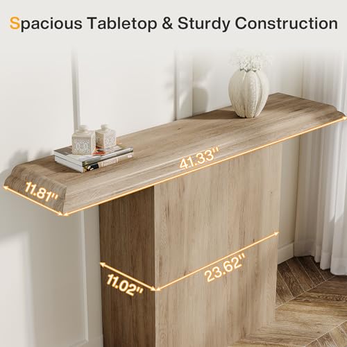 Tribesigns 41" Farmhouse Console Table, Simple Hallway Table, Wood Sofa Table for Living Room, Entryway, Oak Tribesigns