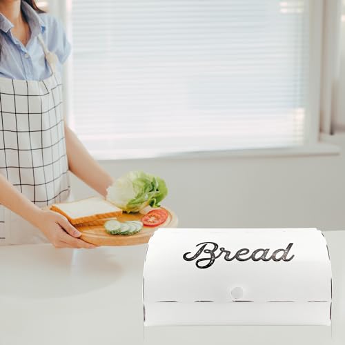 AuldHome White Bread Box; Farmhouse Vintage Enamelware Countertop Bread Bin AuldHome Design