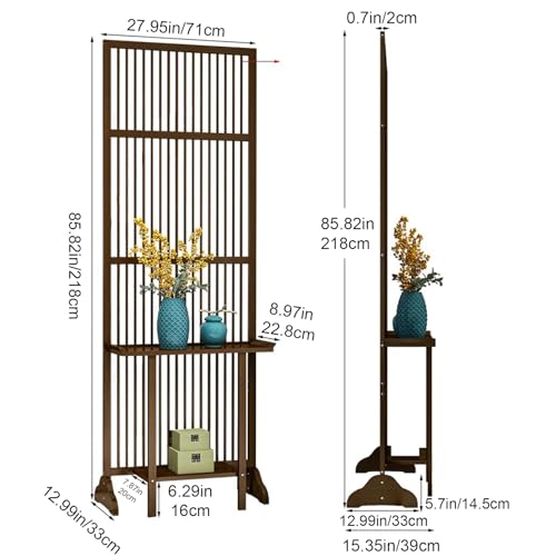 Entrance Hall Room Divider, Wood Privacy Screens with Shelves, Freestanding Room Partition Post Decorative Separation Decor for Teahouse Coffee Shop (Brown, 28in/71cm) ZGZCQDSL