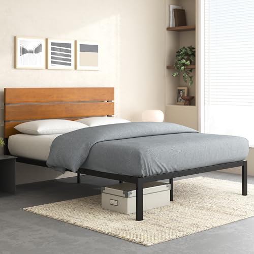 ZINUS Paul Metal and Wood Platform Bed Frame / No Box Spring Needed / Wood Slat Support / Easy Assembly, Full Zinus