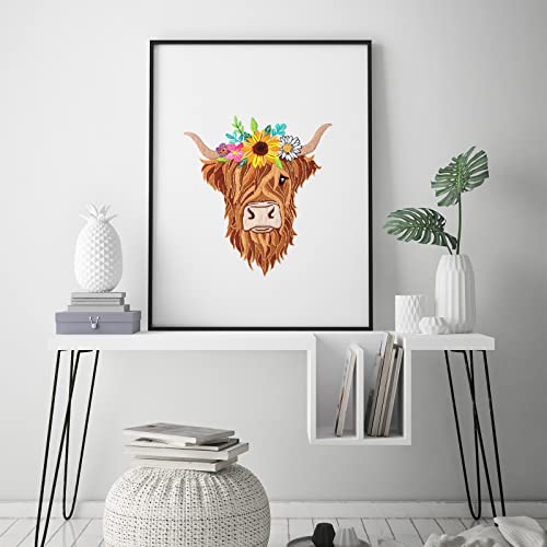 Louise Maelys Animal Embroidery Kits for Beginners with Highland Cow Pattern,Adults Starter Cross Stitch Kit DIY Needlepoint