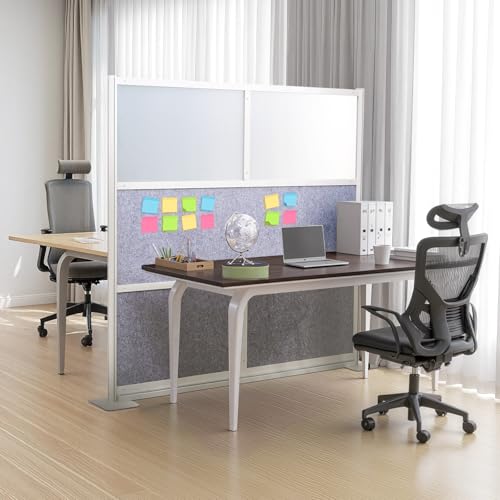 VEVOR Office Divider Privacy Partition, 1-Pack, 70" x 70" Modular Wall Room Divider, PET Workstation Cubicle Partition with Frosted Windows, Freestanding Privacy Panel Wall for Office Library VEVOR