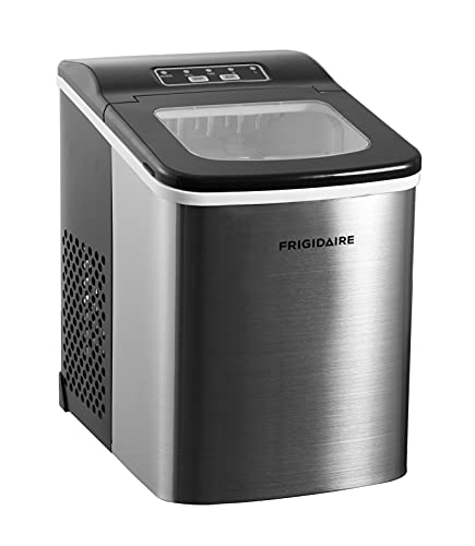 Frigidaire Compact Countertop Ice Maker, Makes 26 Lbs. of Bullet Shaped Ice Cubes Per Day, Silver Stainless Frigidaire