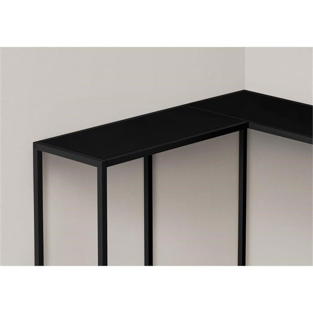 Monarch Specialties I 2157 Accent Table, Console, Entryway, Narrow, Corner, Living Room, Bedroom, Metal, Laminate, Black, Contemporary, Modern Monarch Specialties