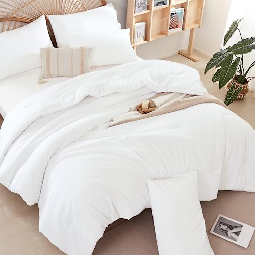 weigelia Full Size Comforter White Modern 3PCS Microfiber Full Size Comforter Sets for All Season Comforter for Men, Women and Girls Soft Lightweight Bed Comforter Set weigelia