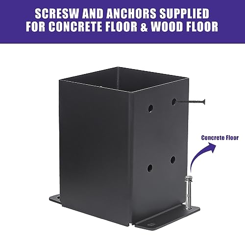 Nrspp 4x4 Post Base 8 Pcs,(Inner Size3.5"x3.5")Wood Fence Pergola Post Bracket, Black Powder Coated Post Anchor,Deck Post Base Support Base Plate Pergola Brackets Fence Kit… Nrspp