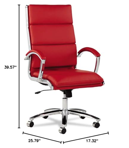 Alera, Red Neratoli Series HighBack Swivel/Tilt Chair, Soft Leather, Chrome Frame, High-Back Alera