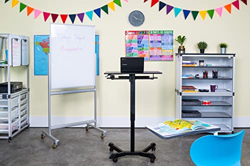 Stand Up Desk Store Pneumatic-Adjustable Two-Tier Compact Standing Desk (Black Frame/Black Desktop, 28” Wide) S Stand Up Desk Store