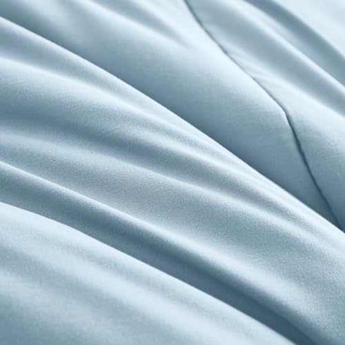 Maple&Stone Full Size Comforter Sets 7 Pieces Bed in a Bag - Down Alternative Bed Set with Comforter, Sheets, Pillowcases & Shams, All Season Lightweight Bedding Set, Light Blue Maple&Stone