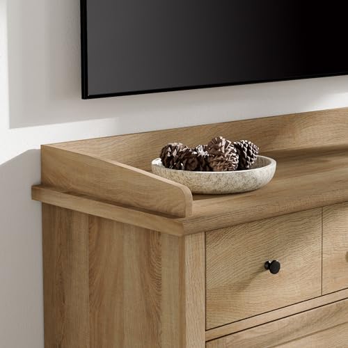 WAMPAT Dresser for Bedroom with 6 Drawers, Kids Dressers with Wide Chest of Drawers, Mid Century Modern Wooden Closet Storage Organizer for Living Room, Nursery, Hallway, Rustic Oak WAMPAT