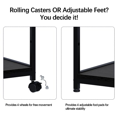 Arbuxzuy Printer Stand with Storage Shelf,3 Tier Printer Cart with Wheels,Mobile Printer Table for Home Office,Stands for Printer Heat Press Scanner Fax,Industrial Style (Black) Arbuxzuy