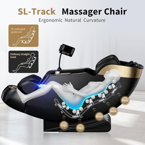 Full Body Zero Gravity Massage Chair, 51'' SL Track with 3 Levels Zero Gravity & Body Scan, 20 Auto Massage Programs, 3D Shiatsu Deep Tissue Massage, Foot Rollers, Airbag, Heating, Yoga Stretch UTHWELL