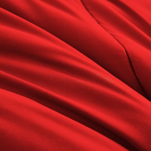 Maple&Stone Queen Size Comforter Set 7 Pieces Bed in a Bag - Down Alternative Bed Set with Sheets, Pillowcases & Shams, Soft Reversible Duvet Insert for Queen Bed, Black and Red Maple&Stone