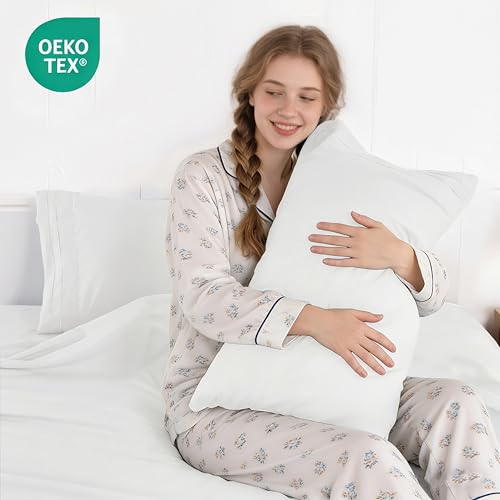 ROSE&RISY White King Sheet Set Pre-Washed Cotton-Like Microfiber, 4 Pieces Ultra Soft Bed Sheet Set King, Breathable Deep Pocket Skin Friendly, Includes 1 Fitted, 1 Flat, 2 Pillowcases (White, King)