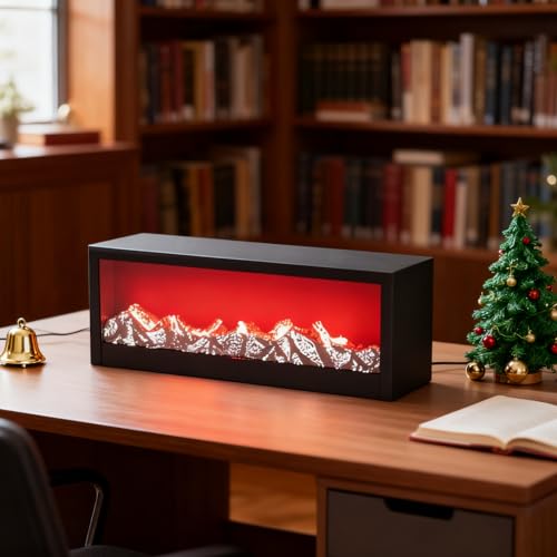 steladomus Faux LED Fireplace with Electric Fireplace Logs, ONLY Light NO Heat decorativa chimenea para sala, Portable Artificial Fire Place USB/Battery Operated, Fake Flame Effect Decor steladomus
