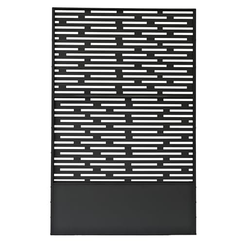 Oakland Living 6 ft. X 4 ft. Black Freestanding Metal Privacy Screen Room Divider with Flower Box Oakland Living