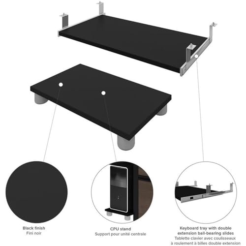 Atlin Designs Contemporary 5 Piece Wood U Shaped Computer Desk in Antigua/Black Atlin Designs
