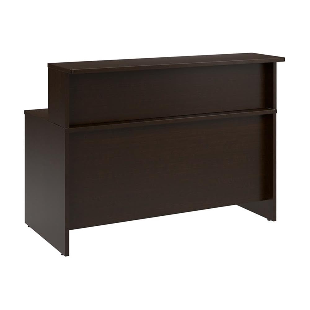 Bush Business Furniture Arrive 60W x 30D Reception Desk with Shelf in Mocha Cherry, Modern Receptionist Station for Office Waiting Room Bush Furniture