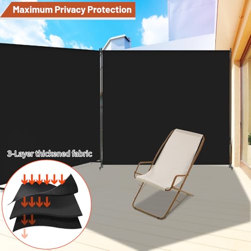 Room Divider, 72x72Inch Large Single Panel Privacy Screen with Thickened Fabric,Freestanding Partition Wall for Room Separation,Portable for Indoor Office,Bedroom,Outdoor Patio,Black FCCRETA
