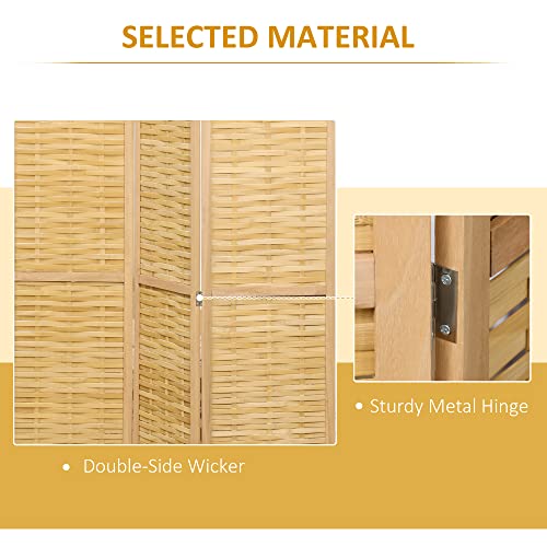 HOMCOM 3 Panel Room Divider, 5.5' Tall Bamboo Portable Folding Privacy Screens, Hand-Woven Double Side Partition Wall Dividers for Home Office, Natural HOMCOM