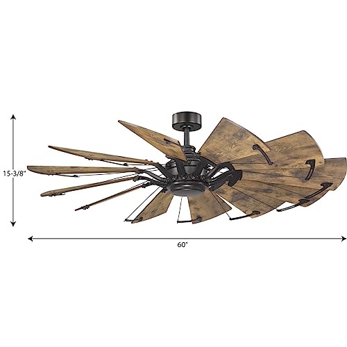 Progress Lighting P250000-129 Springer Collection DC Motor Windmill Farmhouse, 60-Inch, 12-Blade Ceiling Fan, Architectural Bronze Progress Lighting