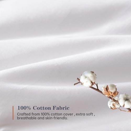 Simple&Opulence Down Alternative Comforter, Twin Size Duvet Insert with 100% Cotton Cover, Ultra-Soft Microfiber Quilted All Season Breathable Cooling Bed Comforter (Twin, White) Simple&Opulence