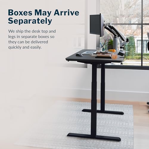 Vari Classic Electric Standing Desk - VariDesk Height Adjustable Sit/Stand Desk - Dual Motor with Memory Presets, Stable T-Style Legs - Gaming or Home Office Workstation - 60”x30”, Black/Black Vari