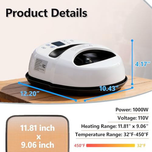 9" x 12" Heat Press Machine for T-Shirts, Portable Mini Heat Press with LED Display, Wide Temperature Control 32°F–450°F for HTV Vinyl and Fabrics, Ideal for Home and Professional Craft Projects Simple Deluxe