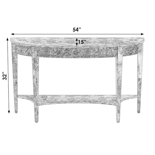 Beaumont Lane Traditional Demilune Console Table, Medium Brown Burl Wood Veneer, 54" W x 15" D x 32" H, Rubberwood Frame, Tapered Legs, Lower Shelf, Entryway or Living Room Furniture Beaumont Lane