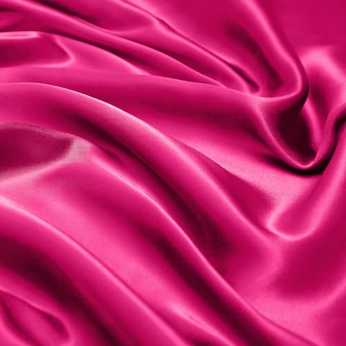 Vonty Satin Sheets Queen Size Silky Soft Satin Bed Sheets Hot Pink Sheet Set, 1 Deep Pocket Fitted Sheet + 1 Flat Sheet + 2 Pillowcases Vonty