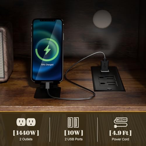 Loomie Large Rustic Record Player Stand with Power Outlet & LED Light, 350 Vinyl Record Storage Cabinet with Magnetic Door, Turntable Table with Wood Legs for Living Room (Rustic) Loomie