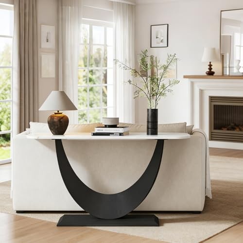 Modern Entryway Table with Marble Top, Narrow Console Table, Entry Way Table Sofa Table, Metal Frame Accent Table, for Entry Way, Hallway, Entrance, Foyer, Living Room B.Sauraseng