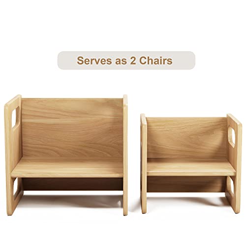 ERUGI Montessori Weaning Table and Chair Set,Real Hardwood, Desk for Toddler Reading,Snack Time,Playroom,Activity Cube,Step Stool,1-3 Year Old Kids Montessori Furniture ERUGI