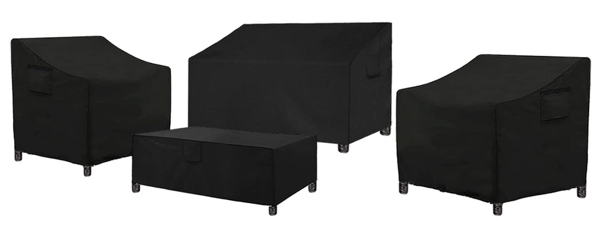 SIRUITON Patio Furniture Covers, Outdoor Furniture Cover Waterproof 4-Piece, Patio Furniture Set Covers, Heavy Duty Durable and Water Resistant Fabric, Fit for Chairs, Couch, Coffee Table, Black SIRUITON