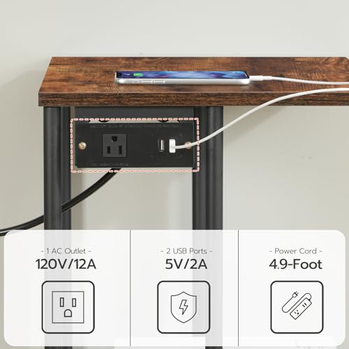 HOOBRO Printer Stand, Large Printer Table with Charging Station, Industrial Printer Storage Shelf with Wheels, 3-Tier Rolling Printer Cart for Home Office, Rustic Brown and Black BF48UPS01 HOOBRO