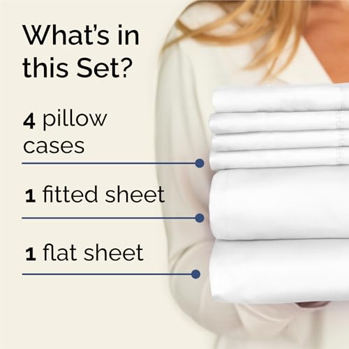 King 6 Piece Sheet Set - Comfy Breathable & Cooling - Ultra Soft Hotel Luxury Bedding Set with 8-16 Inch Deep Pockets - 1 Flat & 1 Fitted Sheet & 4 Pillowcases - Cozy, Wrinkle Free & Easy Care - White CGK Unlimited