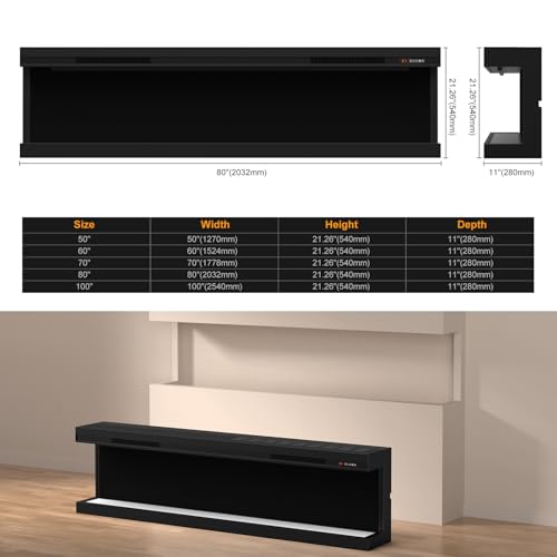STRICWARM 3 Sided Electric Fireplace 80 Inch, Smart WiFi Built-in Linear Fire Place Inserts, Multi-Color Flame Combinations, Heater 1500W, APP & Remote Control, Cracking Sound, Timer, Crystal & Log STRICWARM