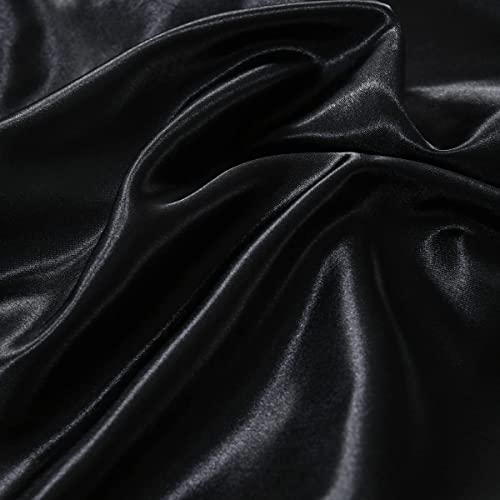 Ydtwnyq Chanyuan Black Silky Satin Duvet Cover Full Size Luxurious Smooth Silky Bedding Set Soft Microfiber Bedding Collection Cool 79"X90" Duvet Cover,2 Pillowcases Ydtwnyq