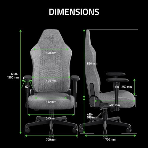 Razer Iskur V2 X Ergonomic Gaming Chair: Built-in Lumbar Support - Widened Seat - High Density Foam Cushions - Adjustable 152 Degree Recline - 2D Armrests - Plush Fabric Finish - Light Gray Edition Razer