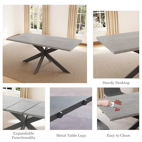 ZckyCine Modern Dining Table Table Set for 6-8 Person for Dining Room, Kitchen Table Set with Steel Legs ZckyCine