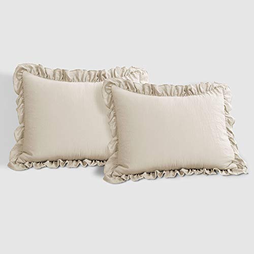 Lush Decor Reyna Ruffle Comforter Set, Full/Queen, Wheat, 3 Piece Cozy Bedding Set Lush Decor