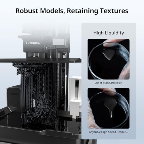 ANYCUBIC High Speed 3D Printer Resin 2.0, Print Up to 3X Faster, Special for Anycubic Photon Mono M5s/M7 Series, Particularly Apply for Large-Size 3D Printing Models, Low Odor (Black, 1kg) ANYCUBIC